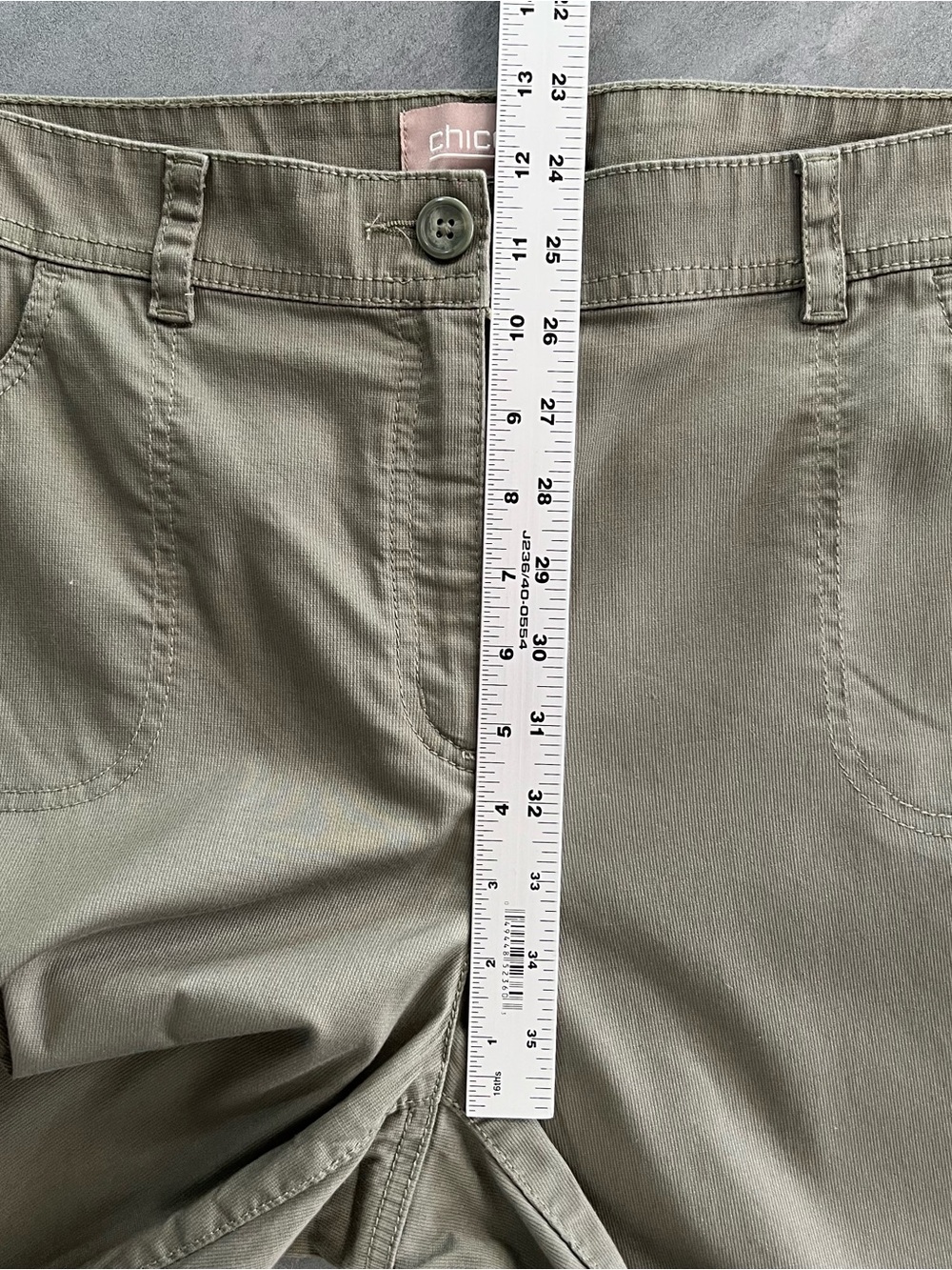 Chico's Army Green Ankle Tapered Cotton Pants Women’s Size XL - 3 - Cargo Pocket - Picture 8 of 9